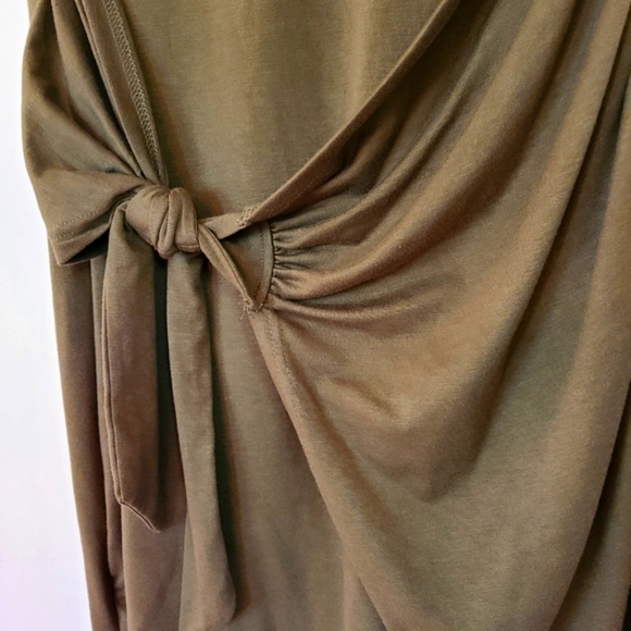 Lillusory Ruched Tee Shirt Tie Waist Dress Green XL - Picture 6 of 14